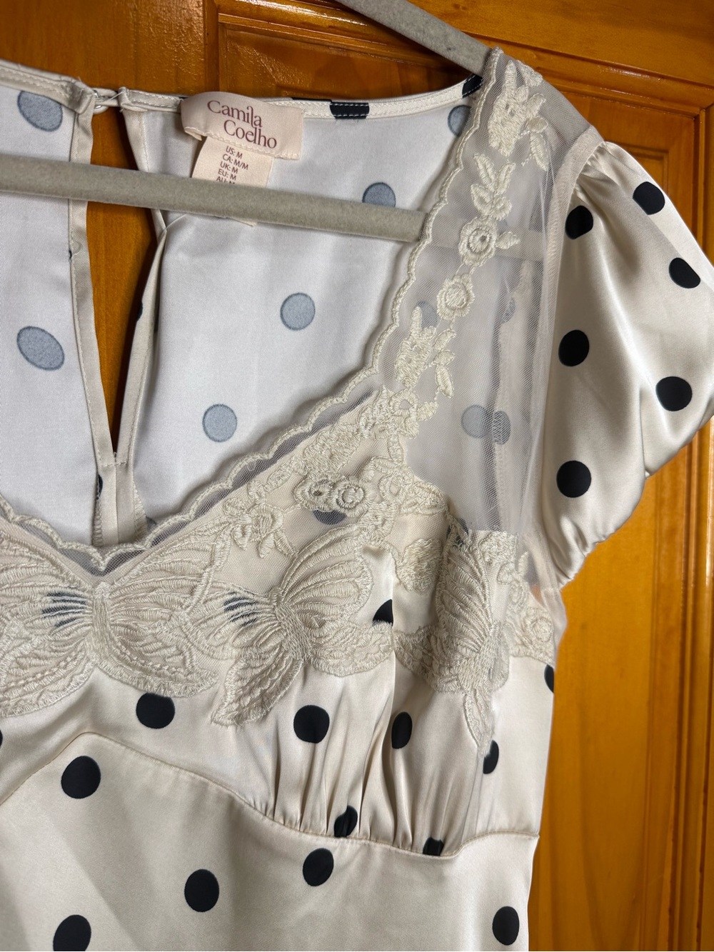 Camila Coelho Polka Dot Lace Butterfly Maxi Dress Size Medium NEW - Picture 6 of 9